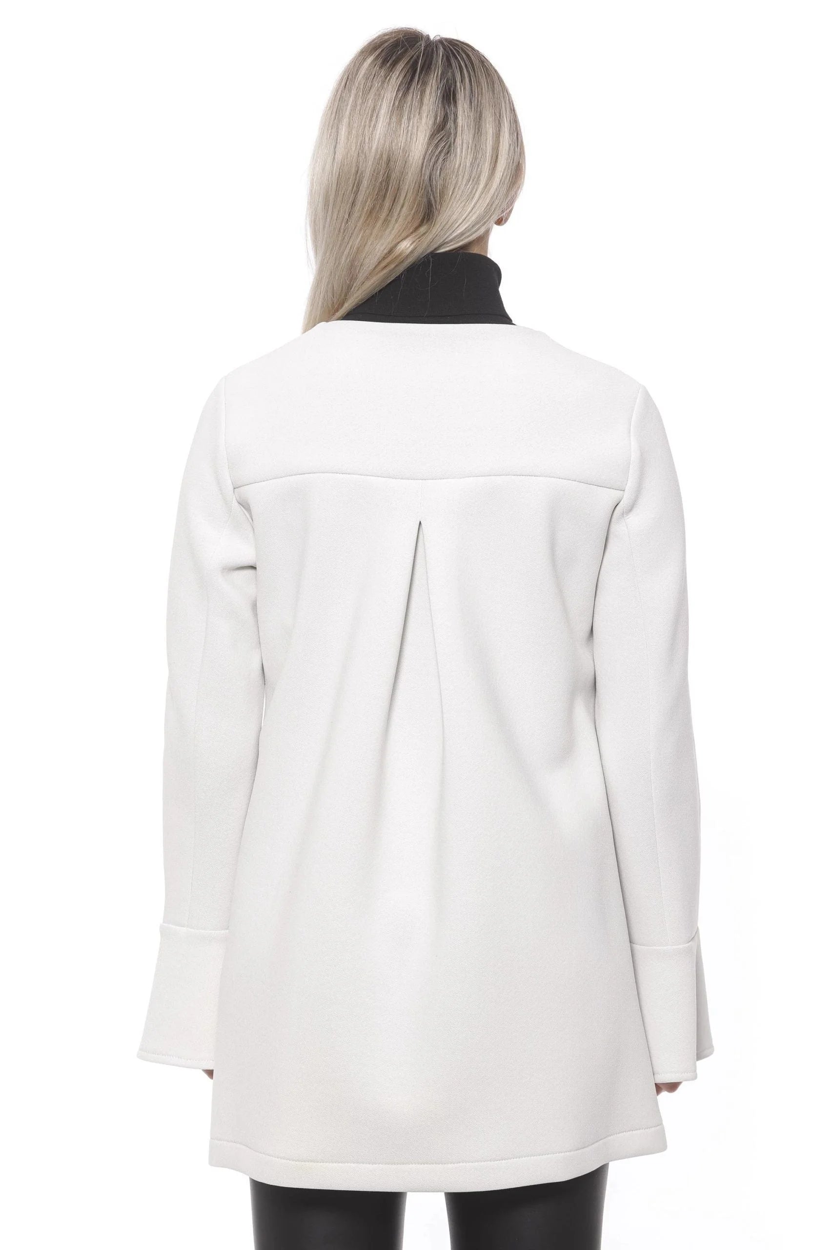 19V69 Italia Elegant White Neoprene Woman Coat - M - Overcoats