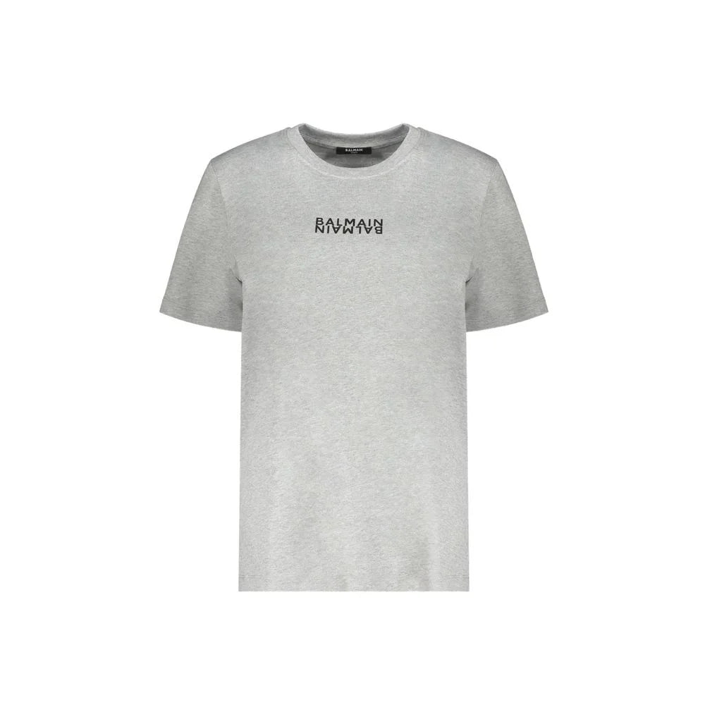 Balmain Gray Cotton T-Shirt