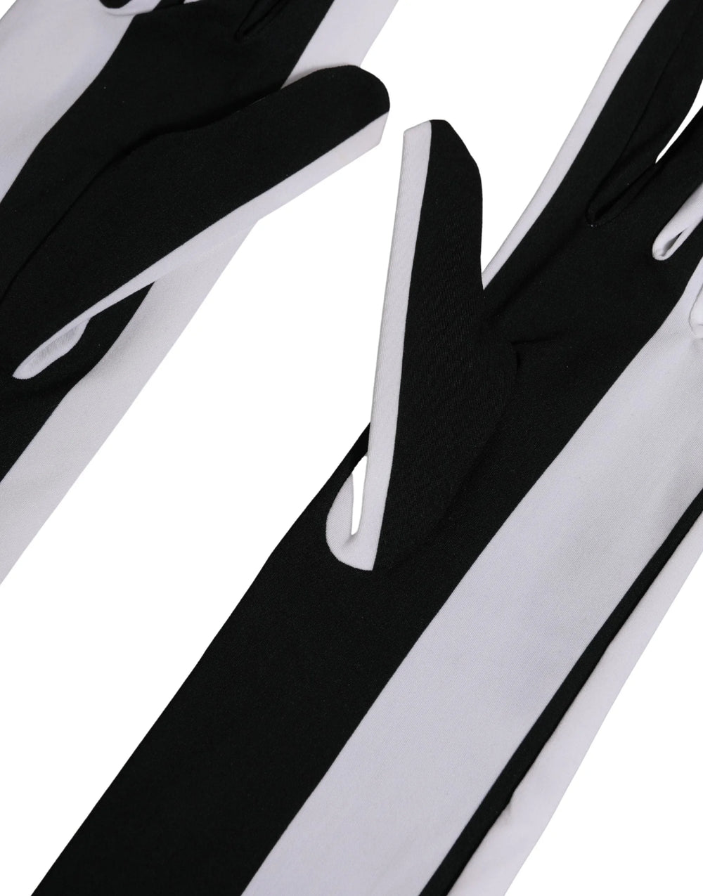 Dolce & Gabbana Black White Stripes Nylon Elbow Length Women Gloves - 7|S