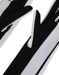 Dolce & Gabbana Black White Stripes Nylon Elbow Length Women Gloves - 7|S