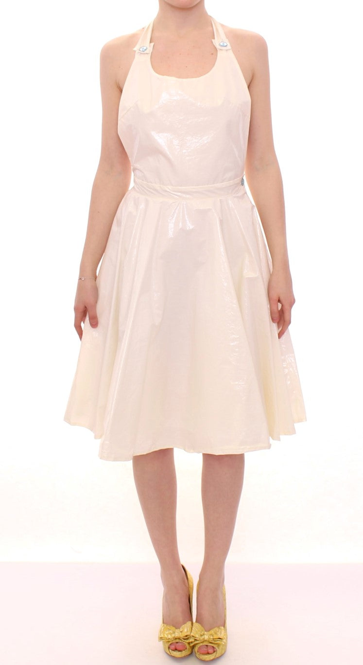 Robe Licia Florio blanche dos nu mi-longue