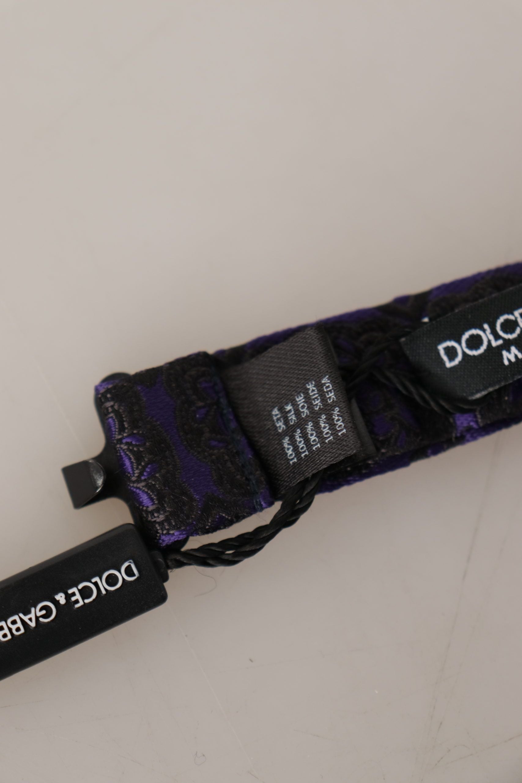 Cravate papillon Dolce &amp; Gabbana bleue géométrique en soie ajustable