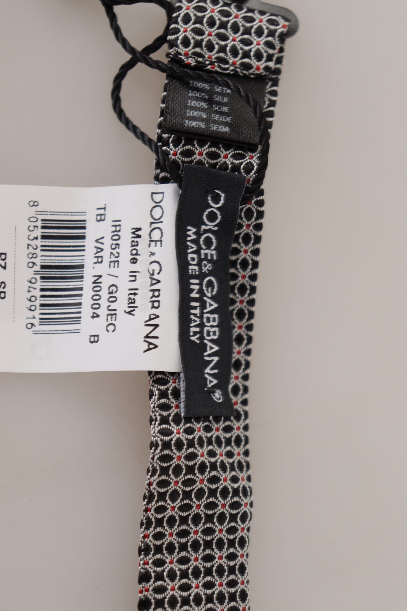 Cravate papillon en soie à motif floral noir et blanc Dolce &amp; Gabbana