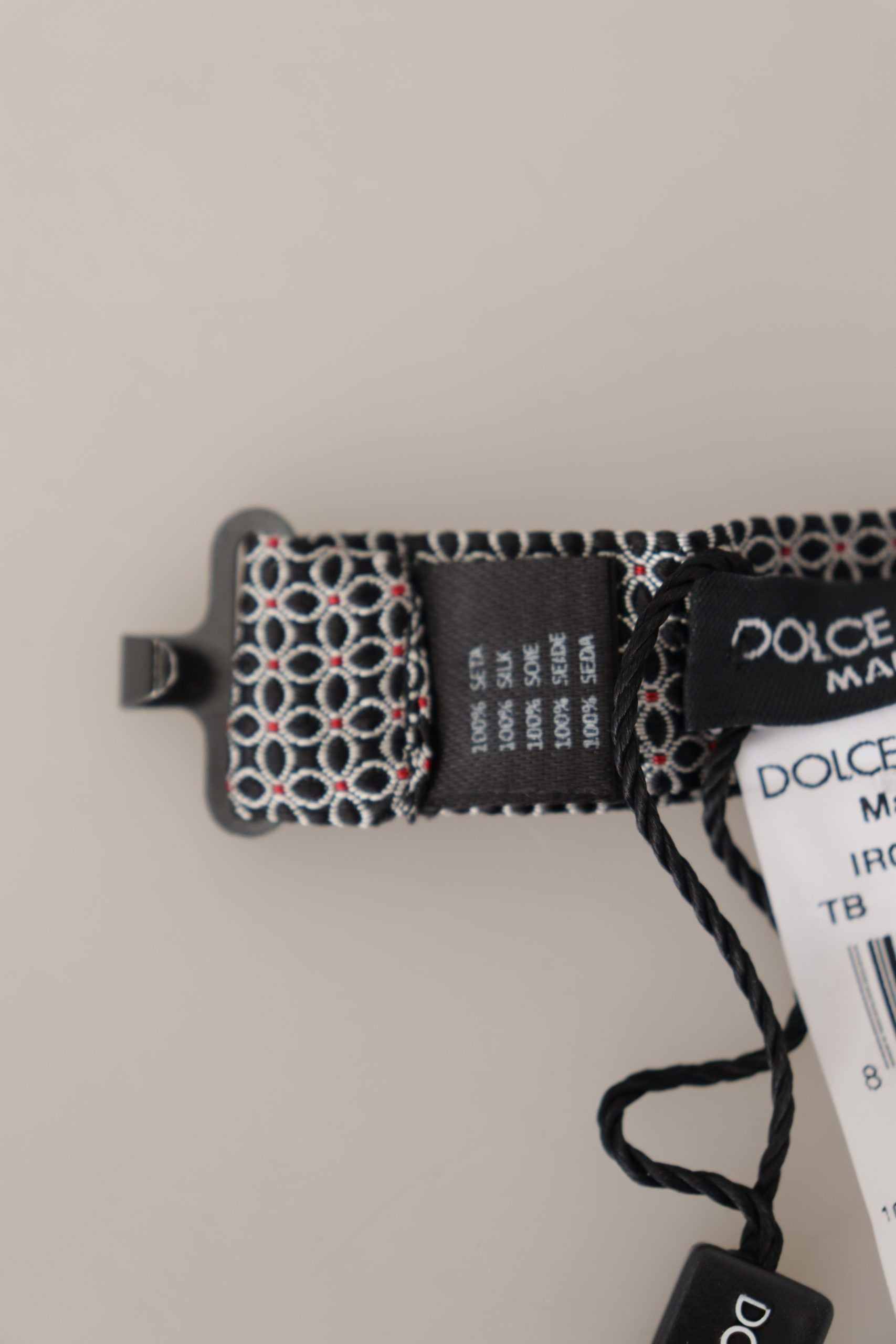 Cravate papillon en soie à motif floral noir et blanc Dolce &amp; Gabbana