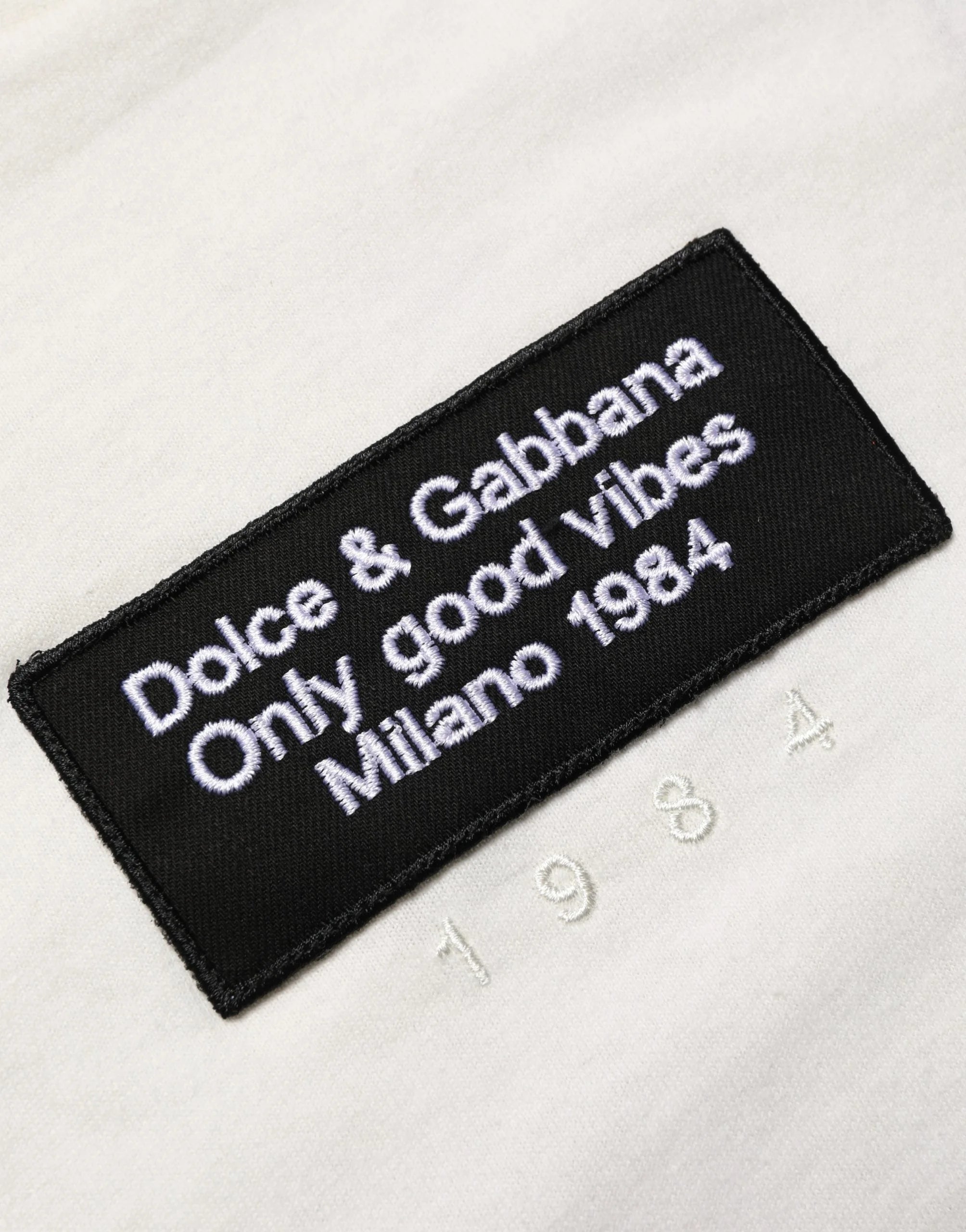 Dolce & Gabbana White Logo Patch Cotton Men Crew Neck T-shirt - IT48 | M