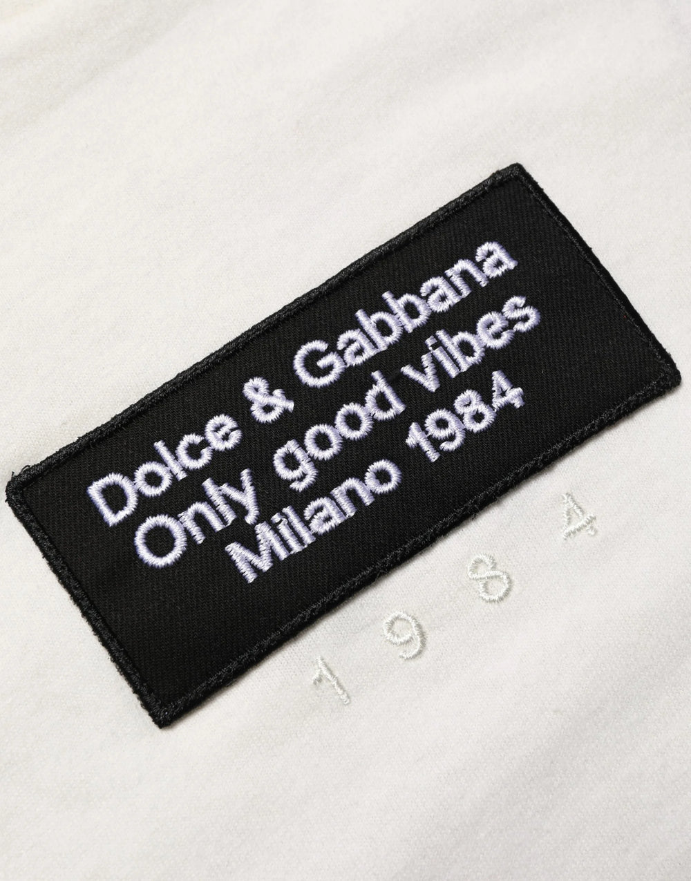 Dolce & Gabbana White Logo Patch Cotton Men Crew Neck T-shirt - IT48 | M