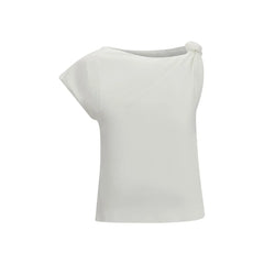 PINKO White Cotton Sleeveles T-Shirt