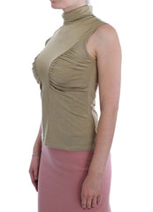 Exte Gold Nylon Turtleneck Top Blouse
