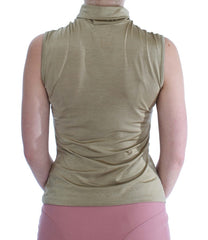 Exte Gold Nylon Turtleneck Top Blouse
