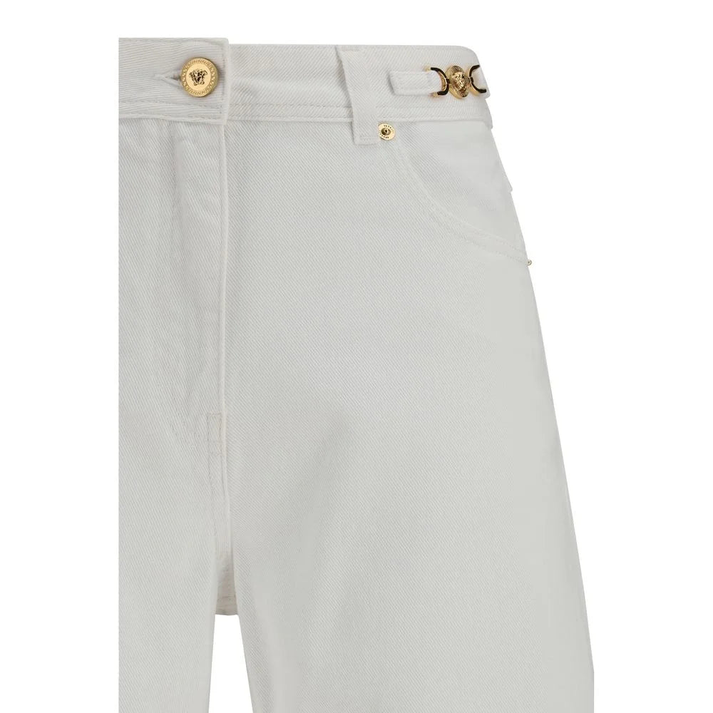 Versace White Cotton Straight-Leg Jeans