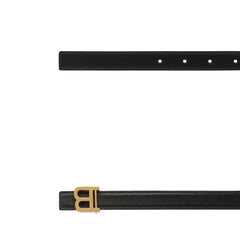 Balmain Black Leather Regular Belt