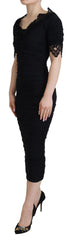 Robe fourreau noire Dolce &amp; Gabbana mi-longue moulante en dentelle et soie