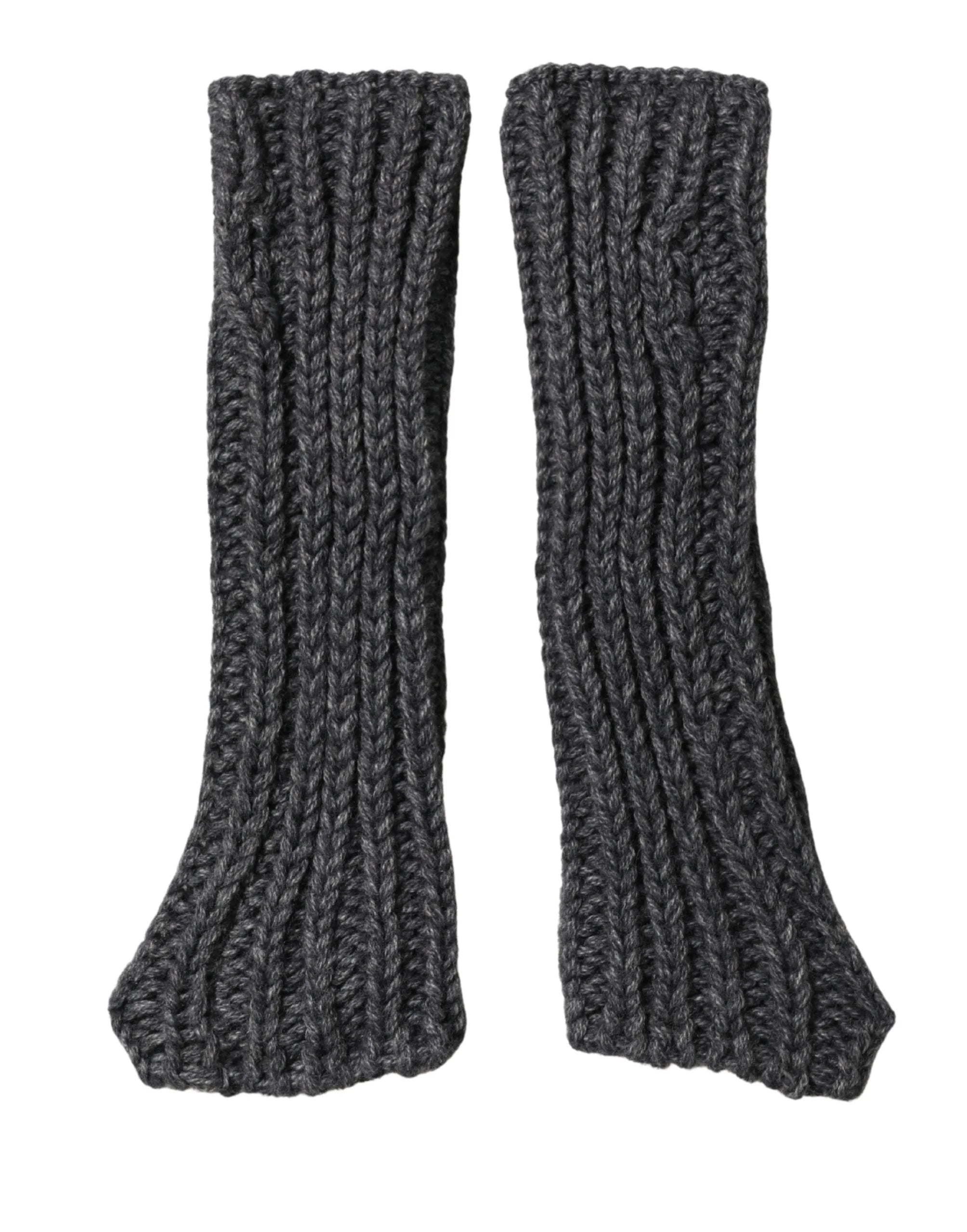 Dolce & Gabbana Gray Acrylic Knitted Fingerless Arm Warmer Gloves - 7|S