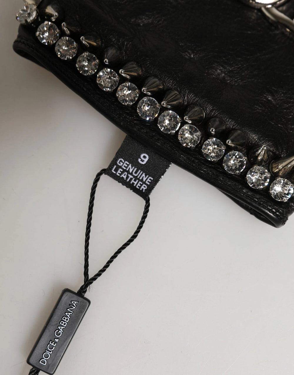 Dolce & Gabbana Women Black Embellished Wrist Length Mitten Gloves - 9 | M