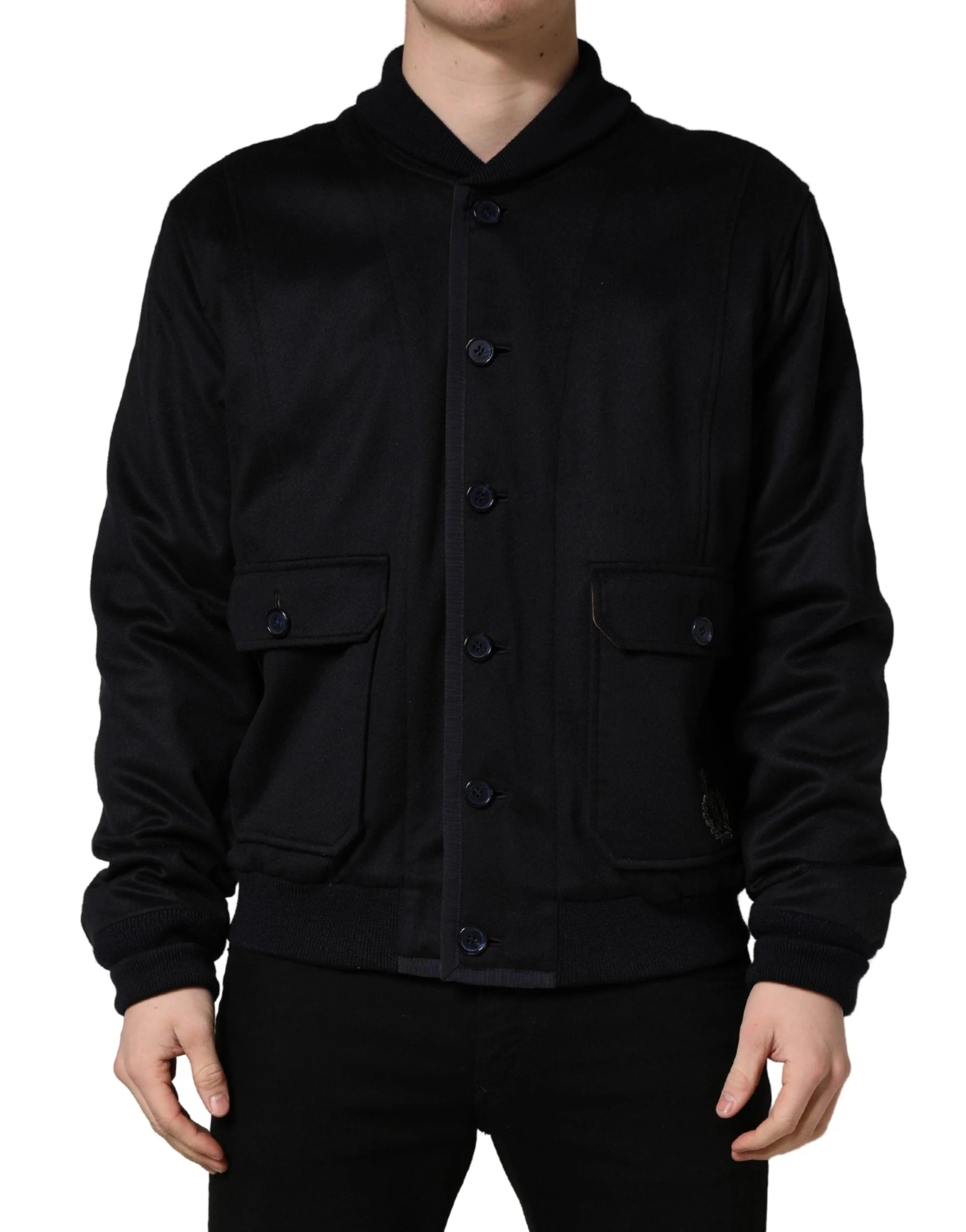 Dolce & Gabbana Black Cashmere Knitted Button Down Jacket - IT56 | XXL