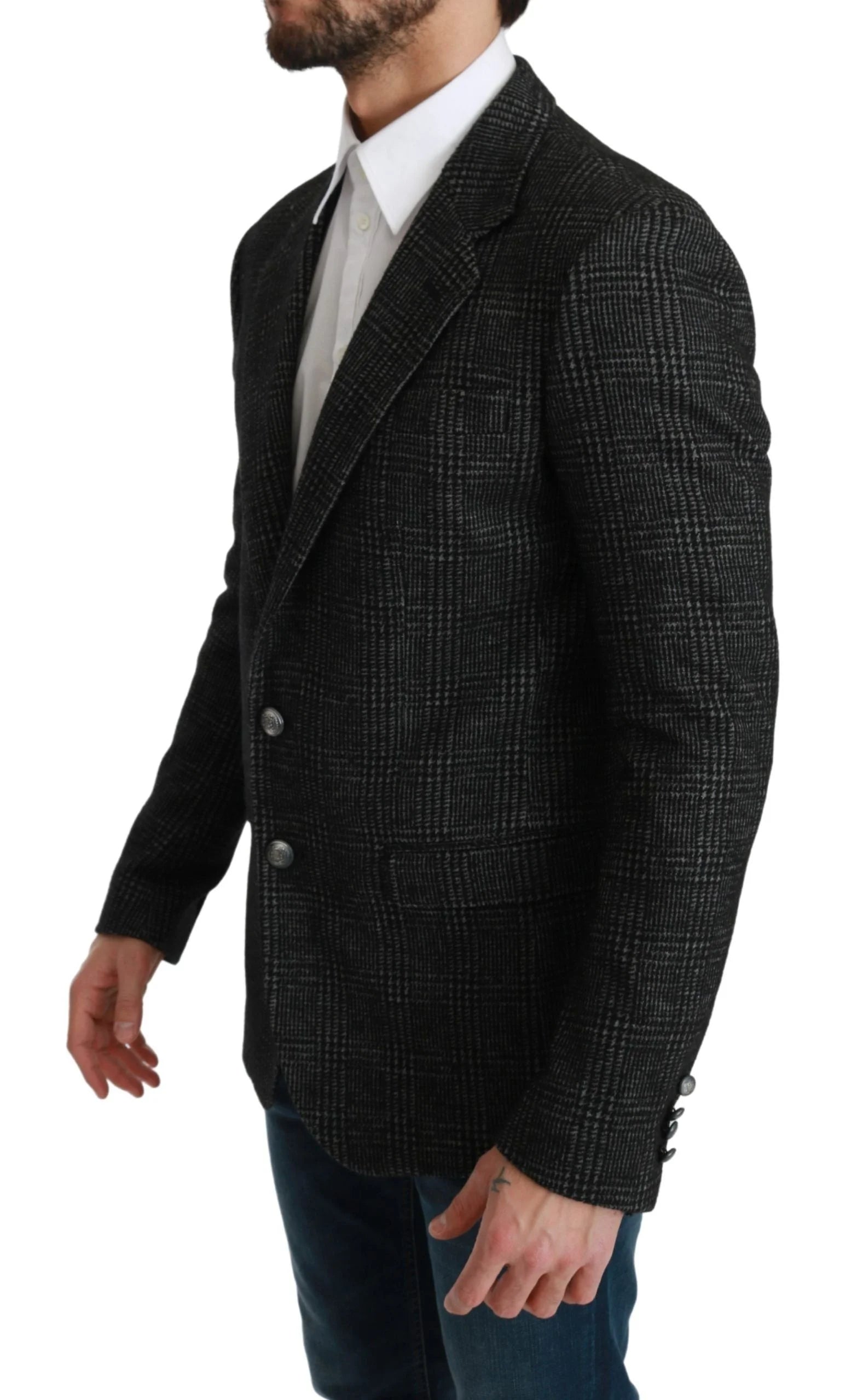 Dolce & Gabbana Gray Plaid Check Slim Fit Jacket Blazer - IT46 | S