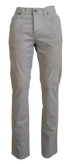 Jeckerson Gray Cotton Tapered Men Casual Pants