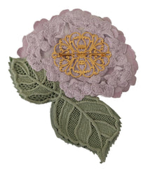 Dolce & Gabbana Purple Floral Gold Tone Brass Women Brooch