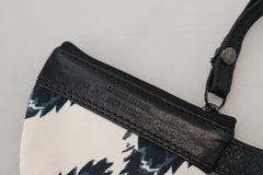 Porte-monnaie en cuir véritable blanc, style costume national.