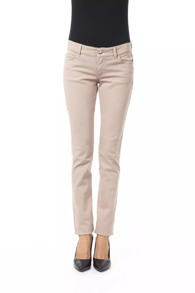 BYBLOS Beige Baumwoll-Damen-Slim-Hose