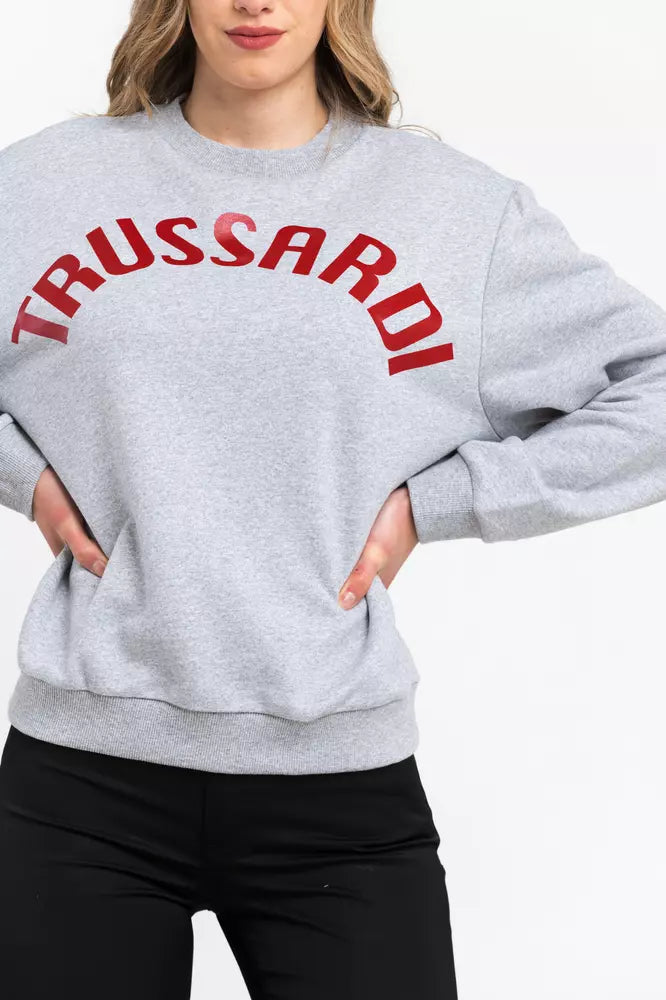 Trussardi Damen-Sweatshirt aus grauer Baumwolle