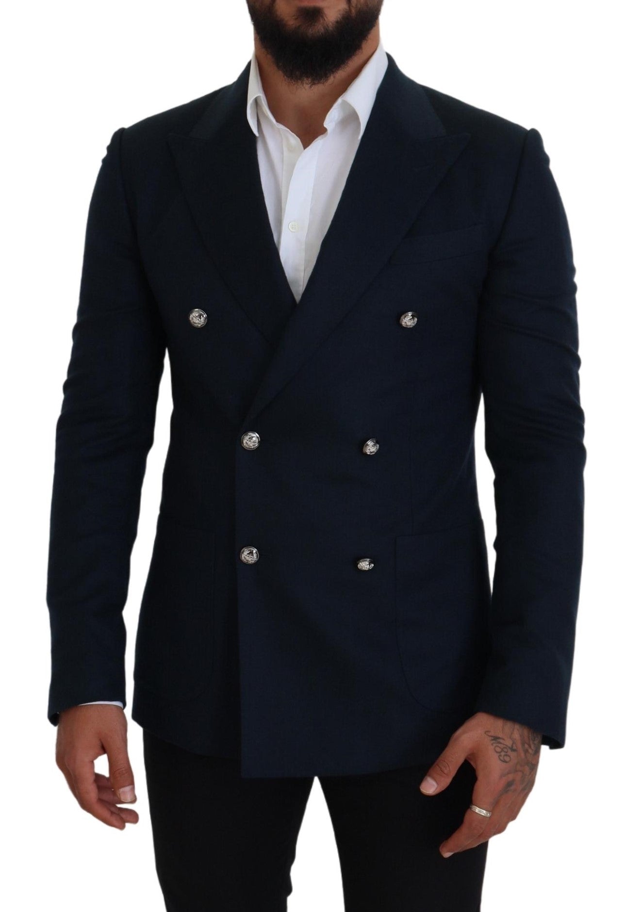 Veste de costume croisée bleue Dolce &amp; Gabbana