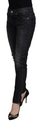 Fiorucci Black Cotton Low Waist Skinny Women Casual Jeans