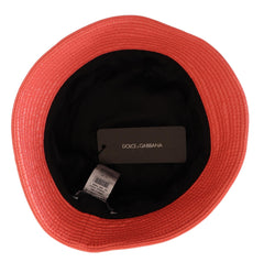 Dolce & Gabbana Peach Quilted Faux Leather Women Bucket Cap Hat