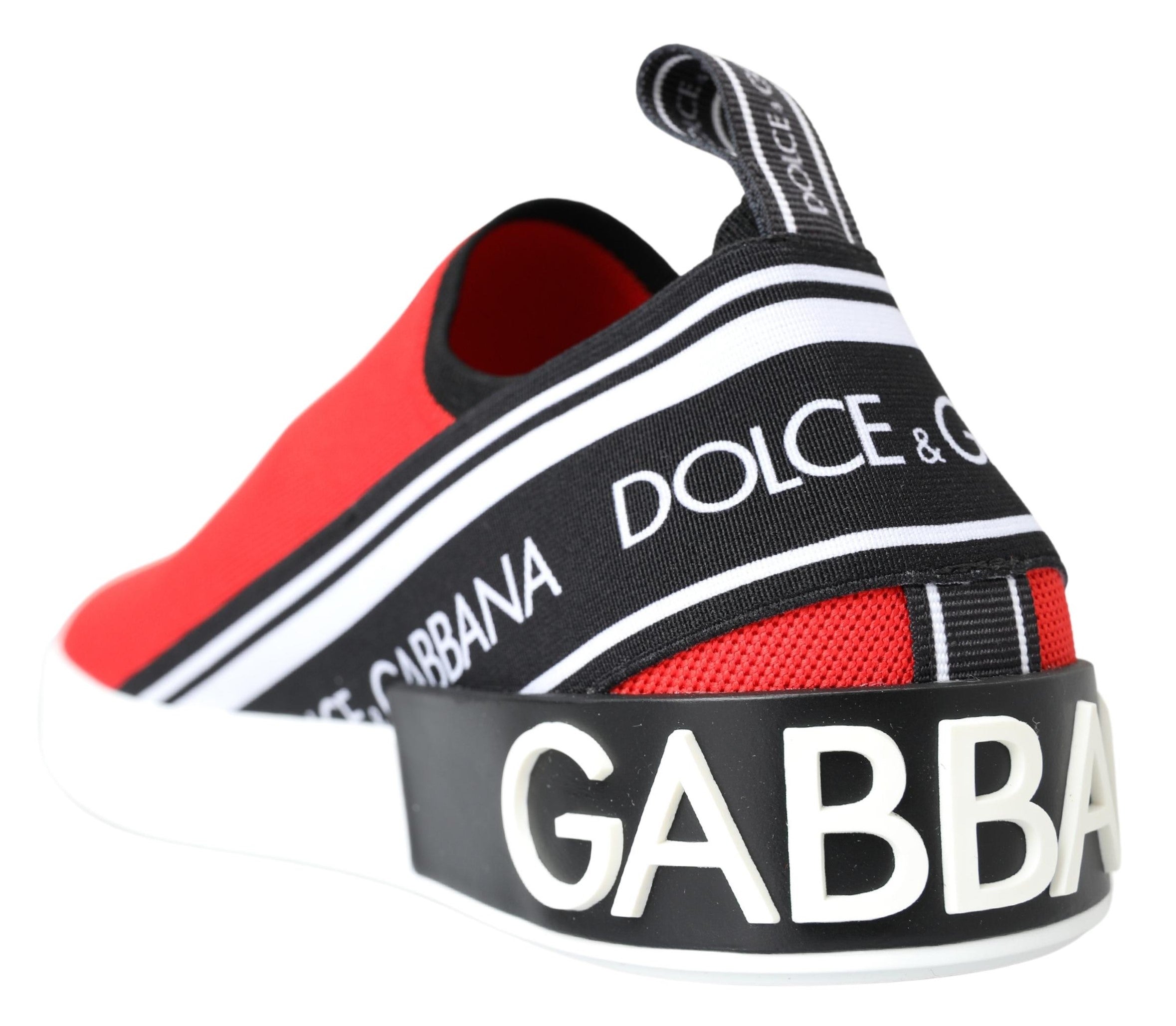 Dolce &amp; Gabbana Rote und weiße flache Sneaker/Loafer
