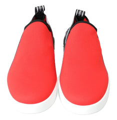 Dolce &amp; Gabbana Rote und weiße flache Sneaker/Loafer