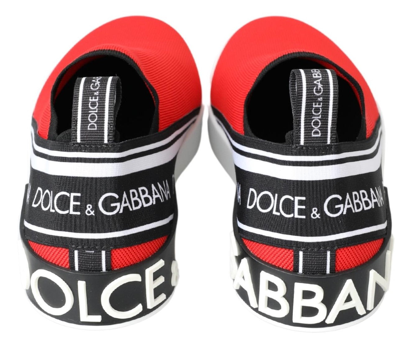 Dolce &amp; Gabbana Rote und weiße flache Sneaker/Loafer