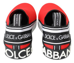 Dolce &amp; Gabbana Rote und weiße flache Sneaker/Loafer