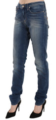 Fiorucci Blue Washed Mid Waist Slim Fit Denim Jeans