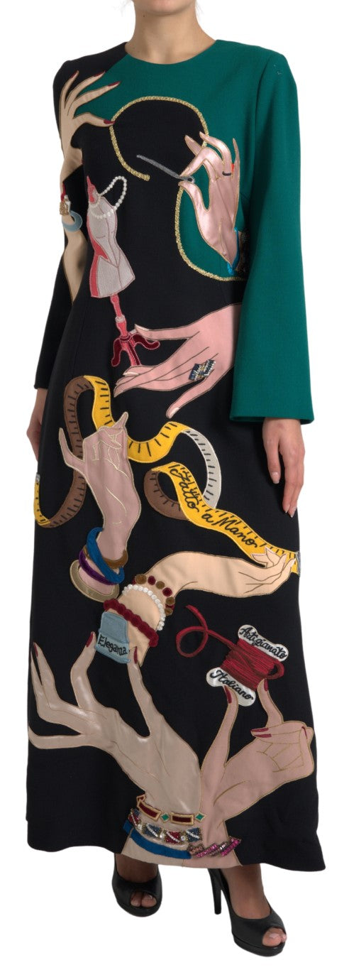 Robe longue Dolce &amp; Gabbana multicolore à manches longues et coupe trapèze