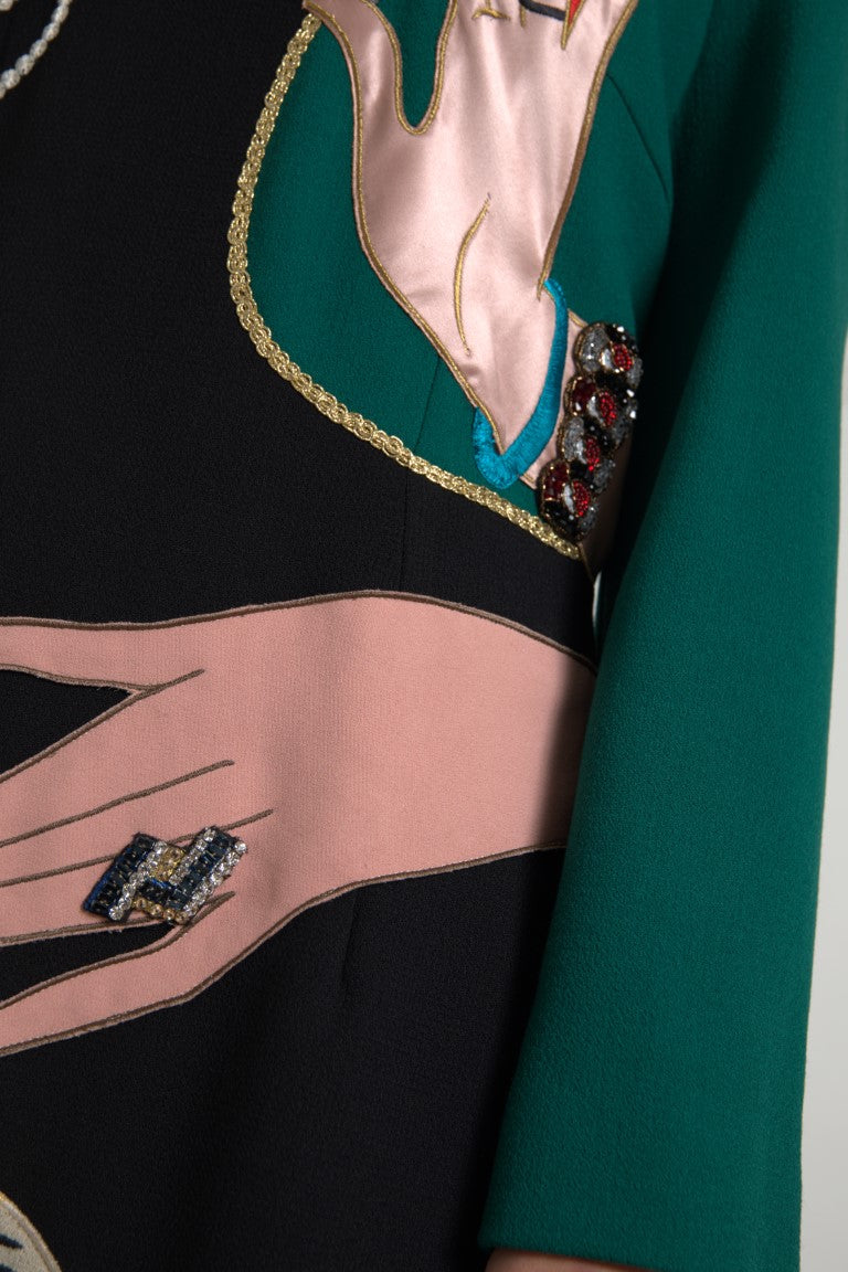 Robe longue Dolce &amp; Gabbana multicolore à manches longues et coupe trapèze