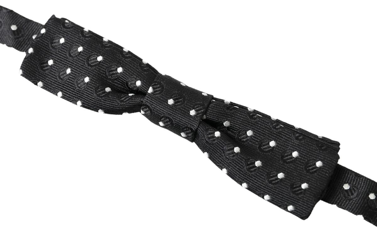 Nœud papillon Dolce &amp; Gabbana en soie noire à pois, ajustable, pour homme