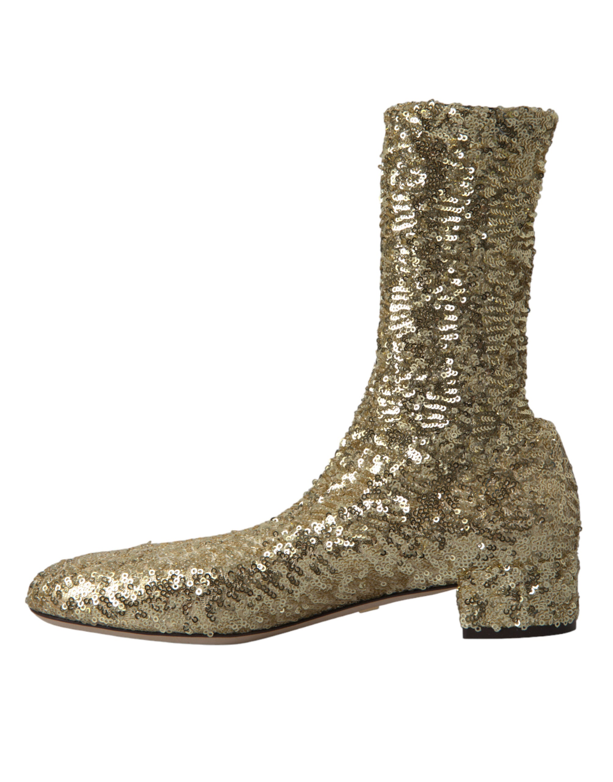 Dolce &amp; Gabbana Gold Pailletten-Short-Stiefeletten Stretch-Schuhe