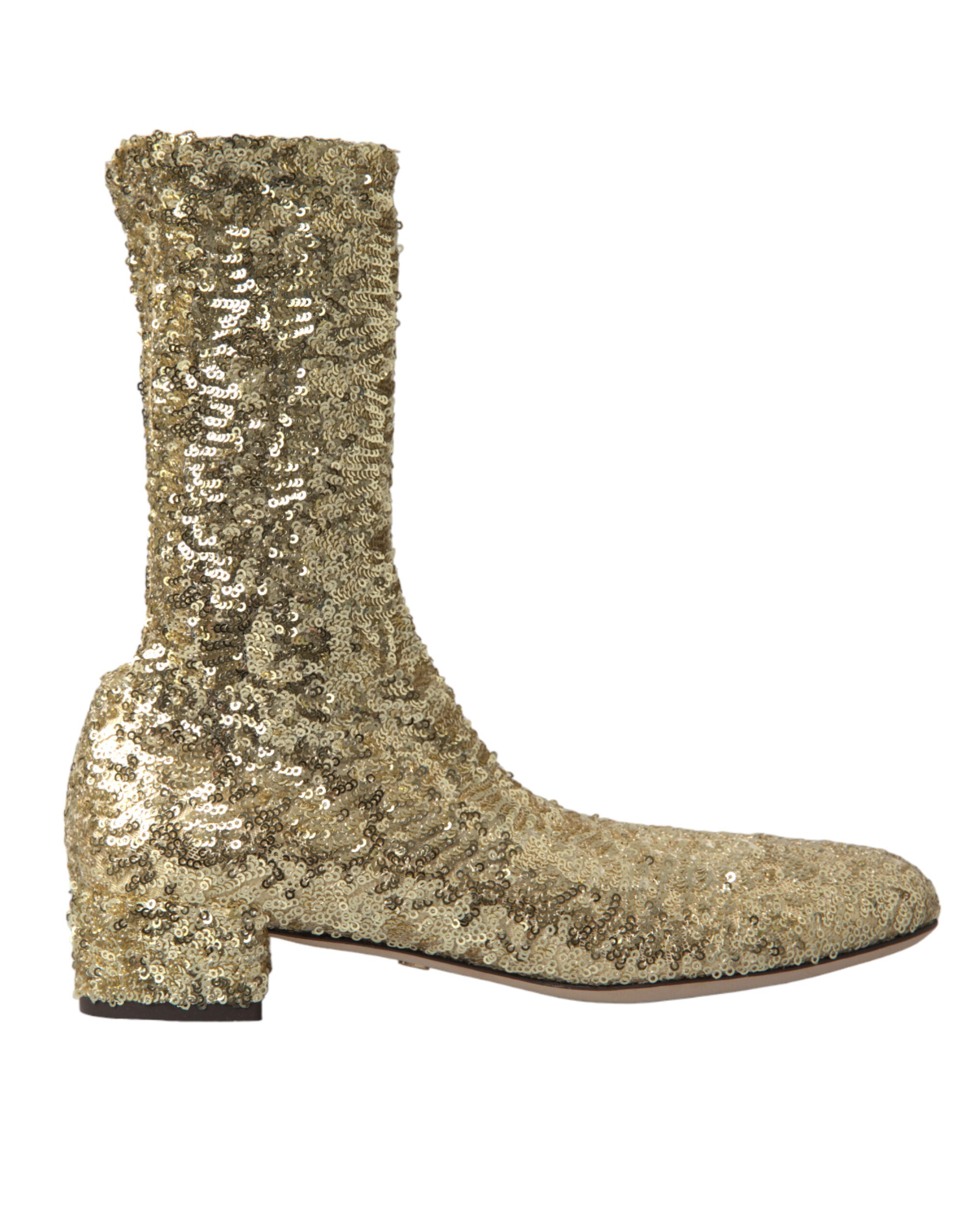 Dolce &amp; Gabbana Gold Pailletten-Short-Stiefeletten Stretch-Schuhe