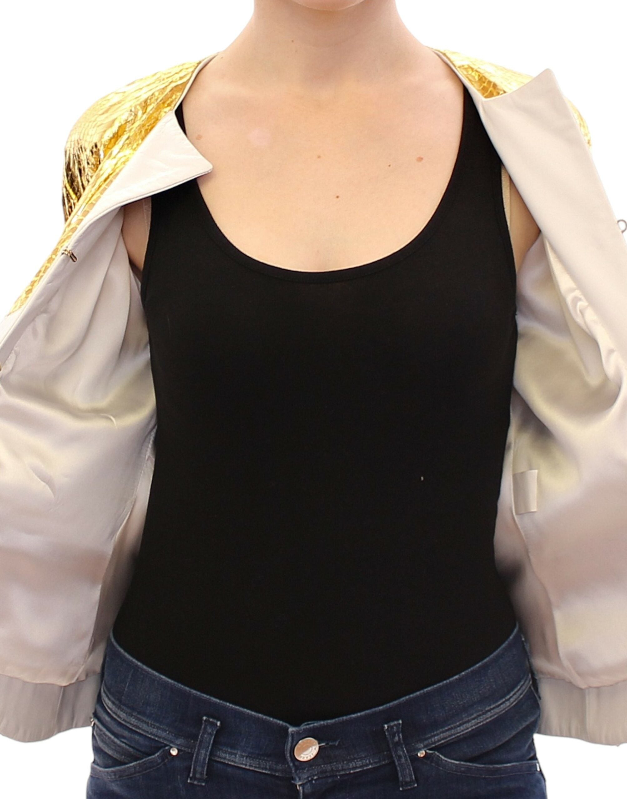 Veste en cuir blanc, or et violet Vladimiro Gioia