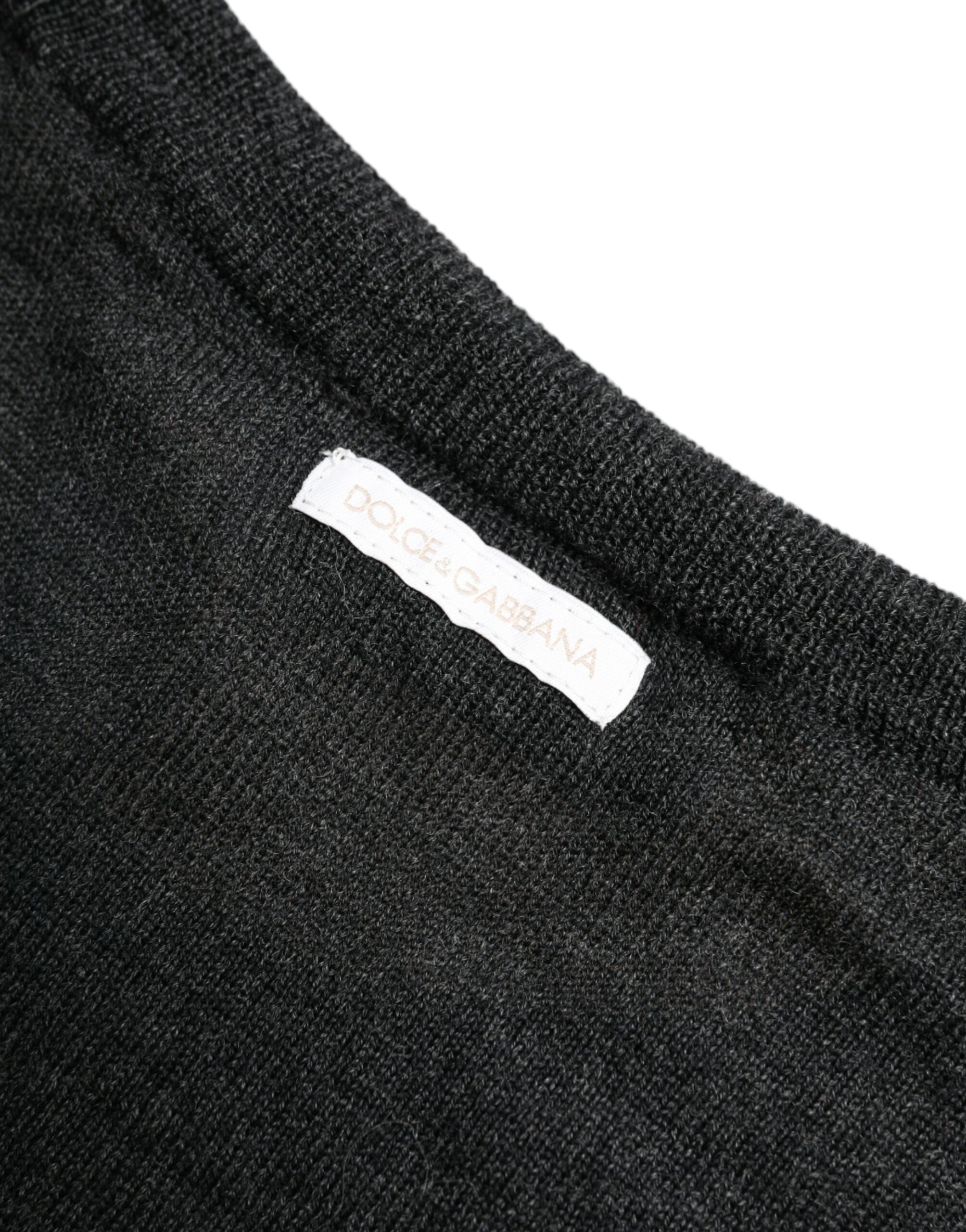 Dolce &amp; Gabbana grauer Wollpullover mit Rundhalsausschnitt