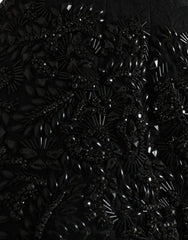 Dolce & Gabbana Black Crystal Handmade Knee Pencil Skirt