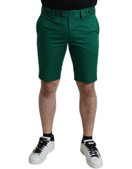 Dolce &amp; Gabbana Herren-Bermudashorts aus dunkelgrünem Baumwoll-Stretch