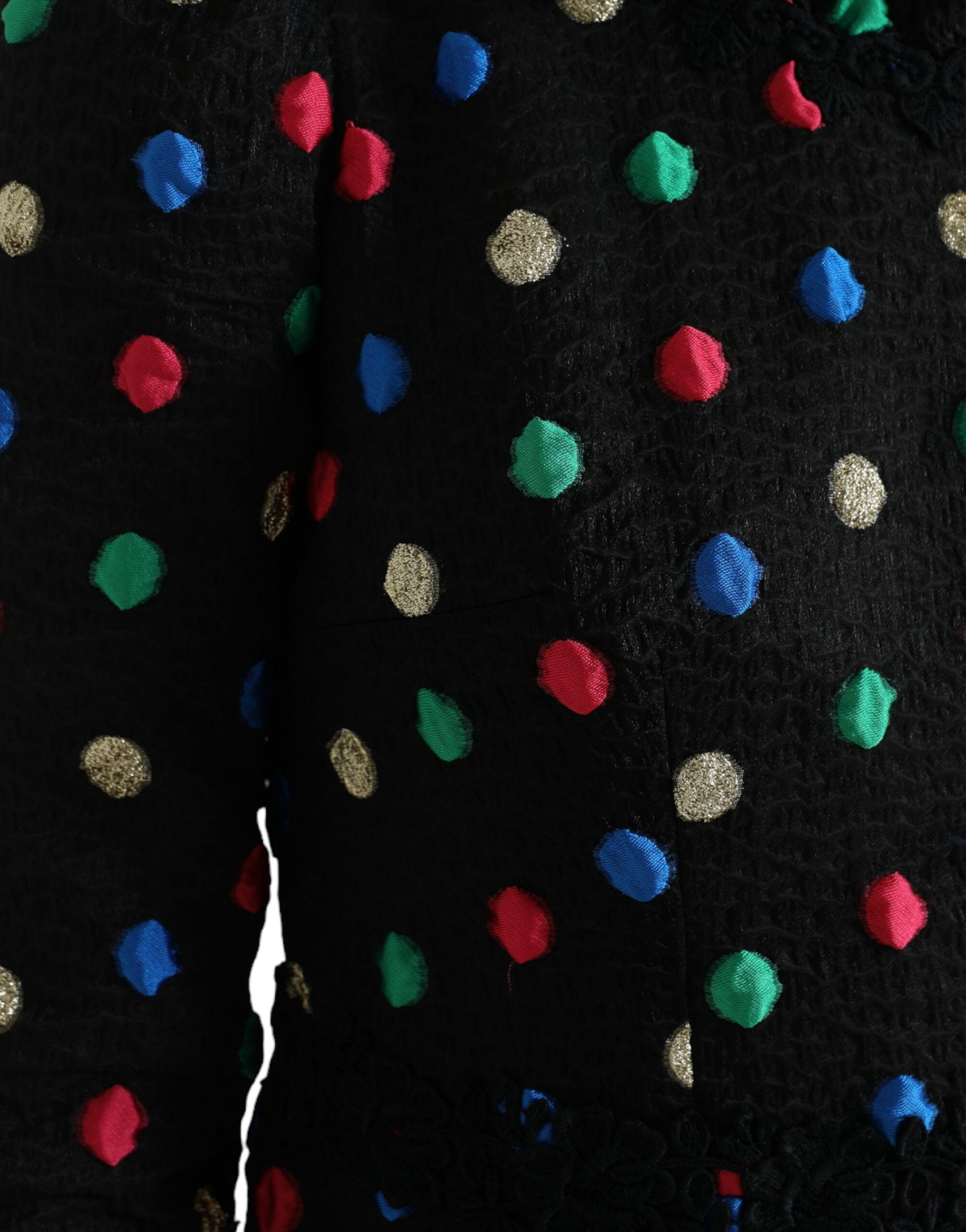 Dolce &amp; Gabbana Schwarzes Baumwoll-Midikleid mit Polka-Dots und Rüschen