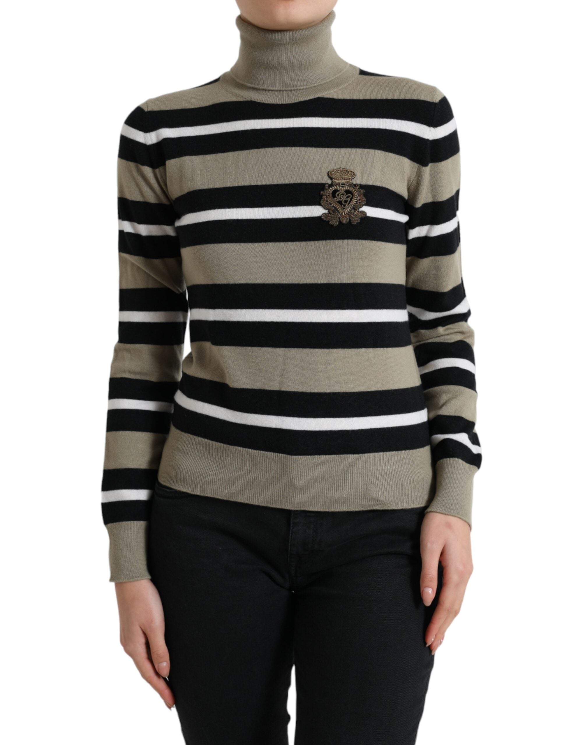 Dolce &amp; Gabbana Pullover mit mehrfarbigen Streifen und Logo-Rollkragen