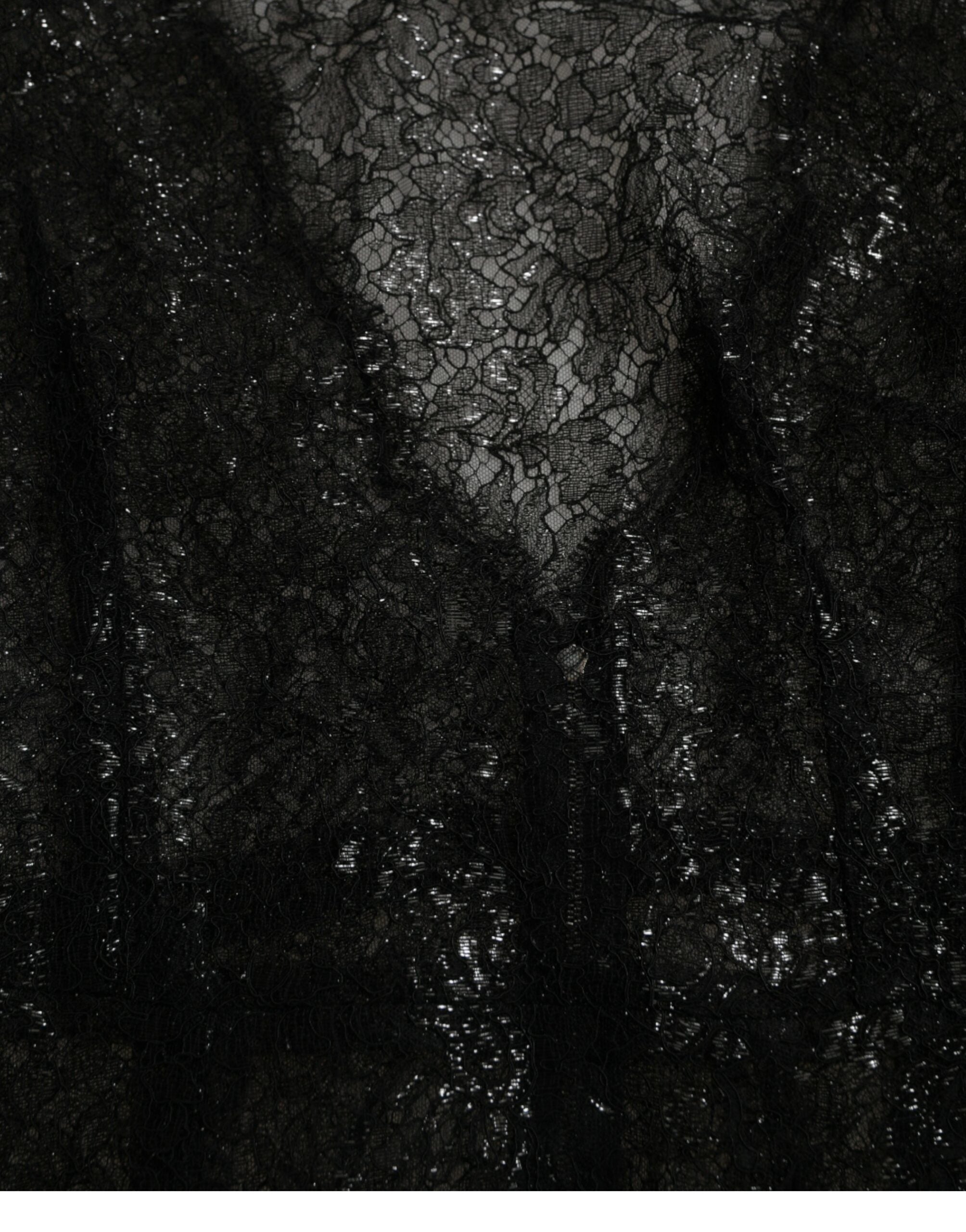 Robe midi Dolce &amp; Gabbana en dentelle florale noire transparente, coupe trapèze