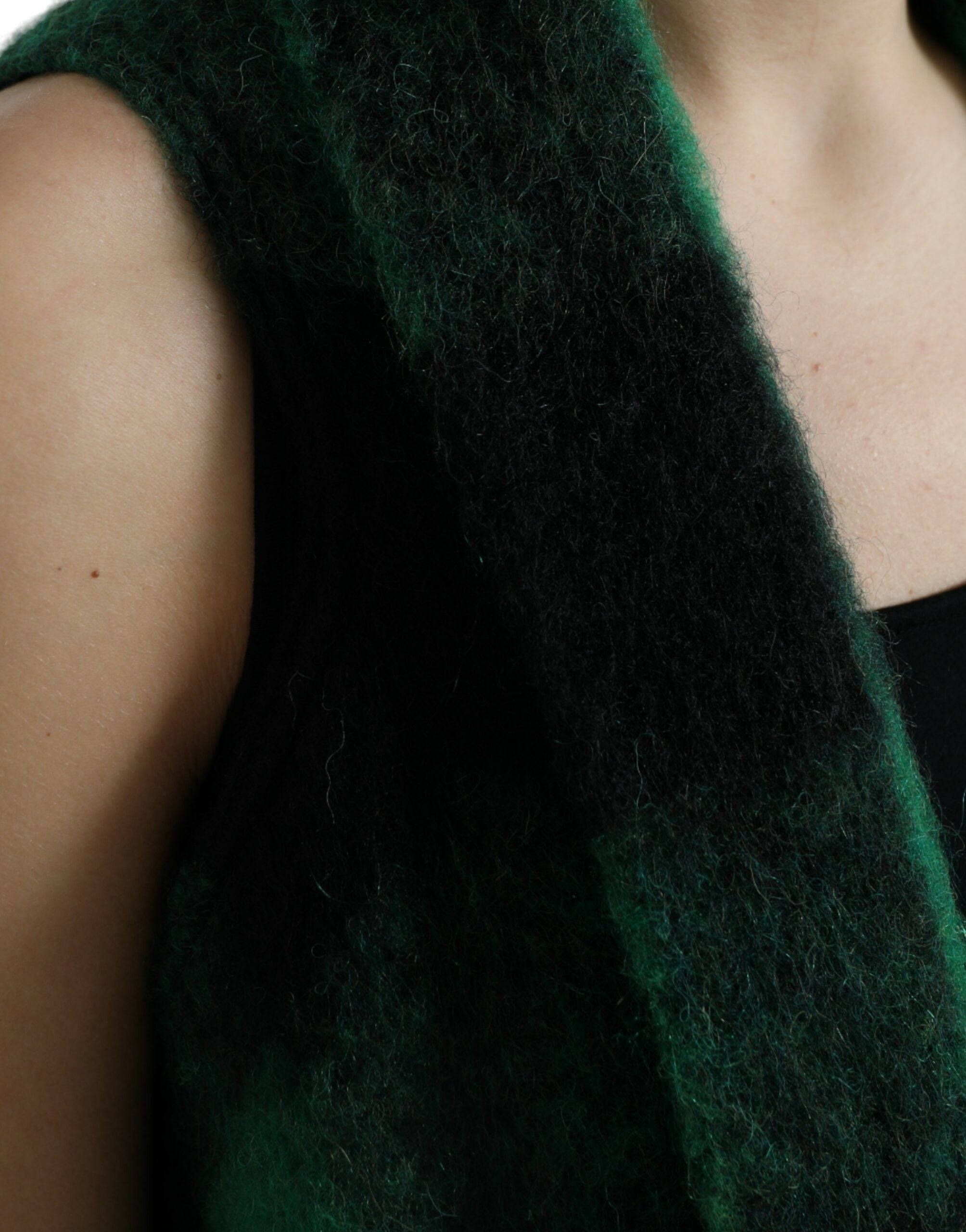 Poncho Dolce &amp; Gabbana à carreaux noirs et verts