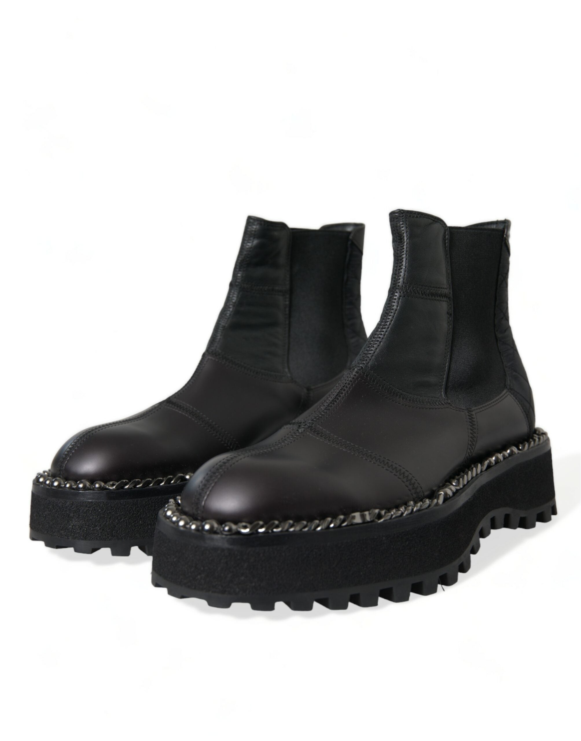 Bottines Chelsea Dolce &amp; Gabbana en cuir noir stretch à enfiler