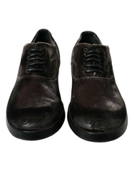 Dolce & Gabbana Brown Velvet Men Lace Up Oxford Dress Shoes