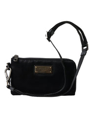 Dolce & Gabbana Black Nylon Logo Plaque Keyring Pouch Clutch Bag