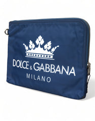 Pochette Dolce &amp; Gabbana bleue en nylon imprimé DG Milano pour homme